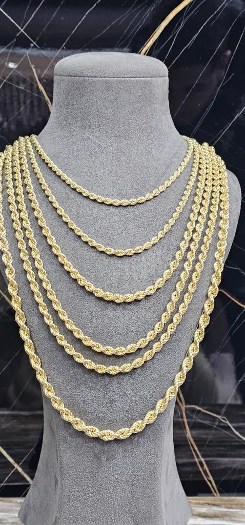 925 Zilver Vergulden Rope Chains 70cm / 5.7mm
