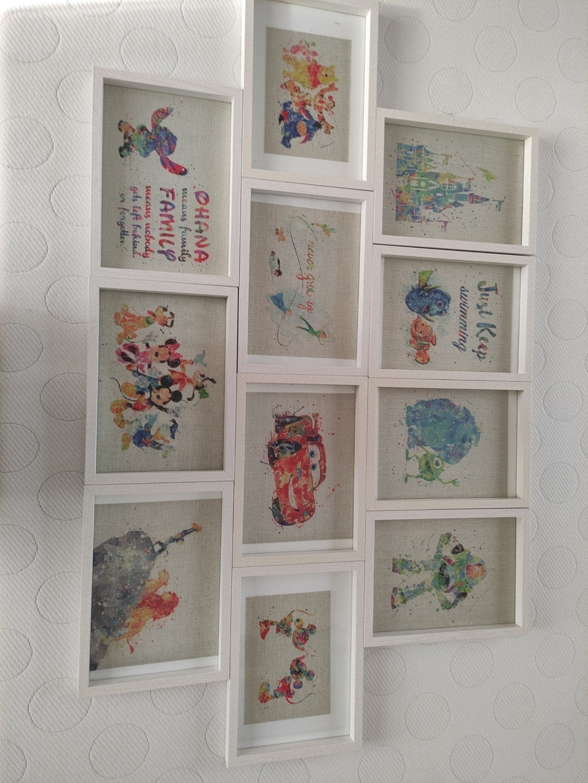 Disney Fotolijstjes met diverse figuren, Ophalen of Verzenden, Zo goed als nieuw, Wit, Wanddecoratie