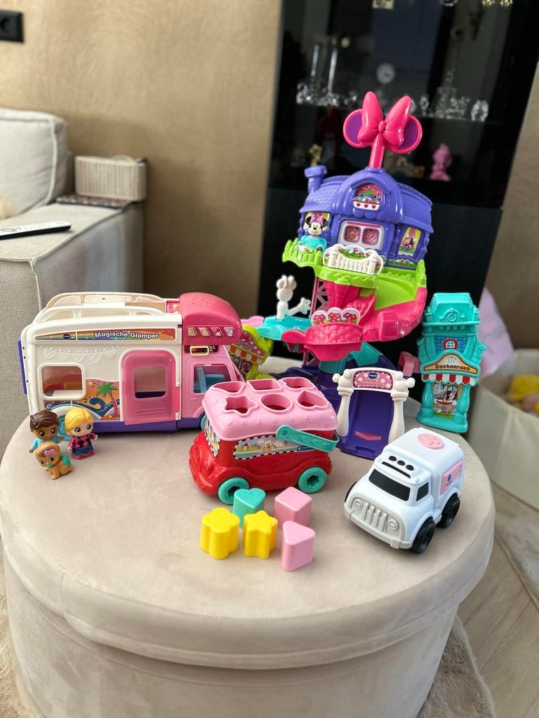 VTech Toet Toet Baan met Minnie Mouse, Camper en Ambulance, Ophalen of Verzenden, Zo goed als nieuw, Jongen of Meisje