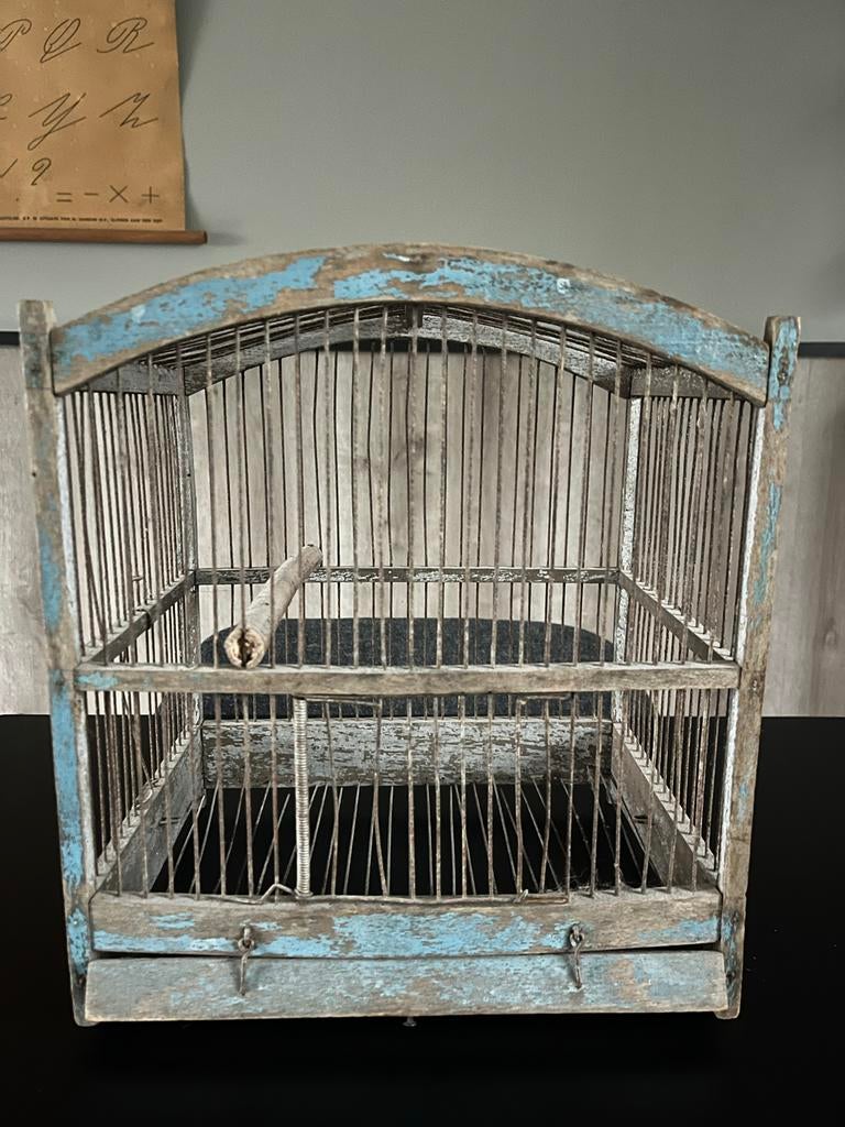 Antiek houten vogelkooitje, Ophalen of Verzenden