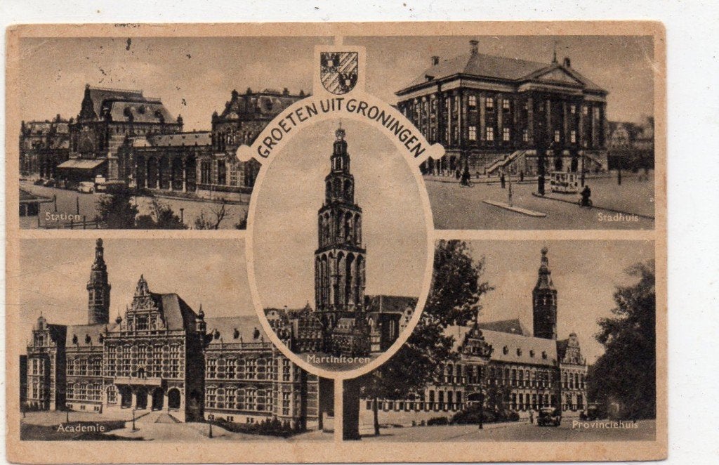 Groningen, Verzamelen, Ansichtkaarten | Nederland, Ophalen of Verzenden, 1940 tot 1960, Gelopen, Groningen