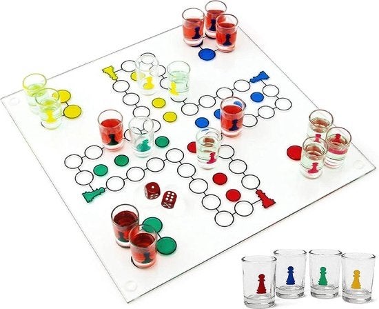 Drank Ludo Spel - Party Spel met Shotglaasjes, Drie of vier spelers, Ophalen of Verzenden, Nieuw