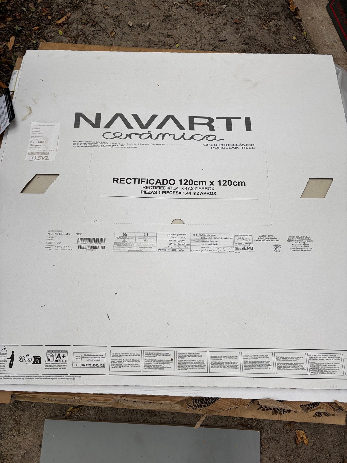 Navarti Ziro Badkamer Tegels Crema 120x120 - 2 Stuks Nieuw, Ophalen, 60 cm of meer, Keramiek, Nieuw