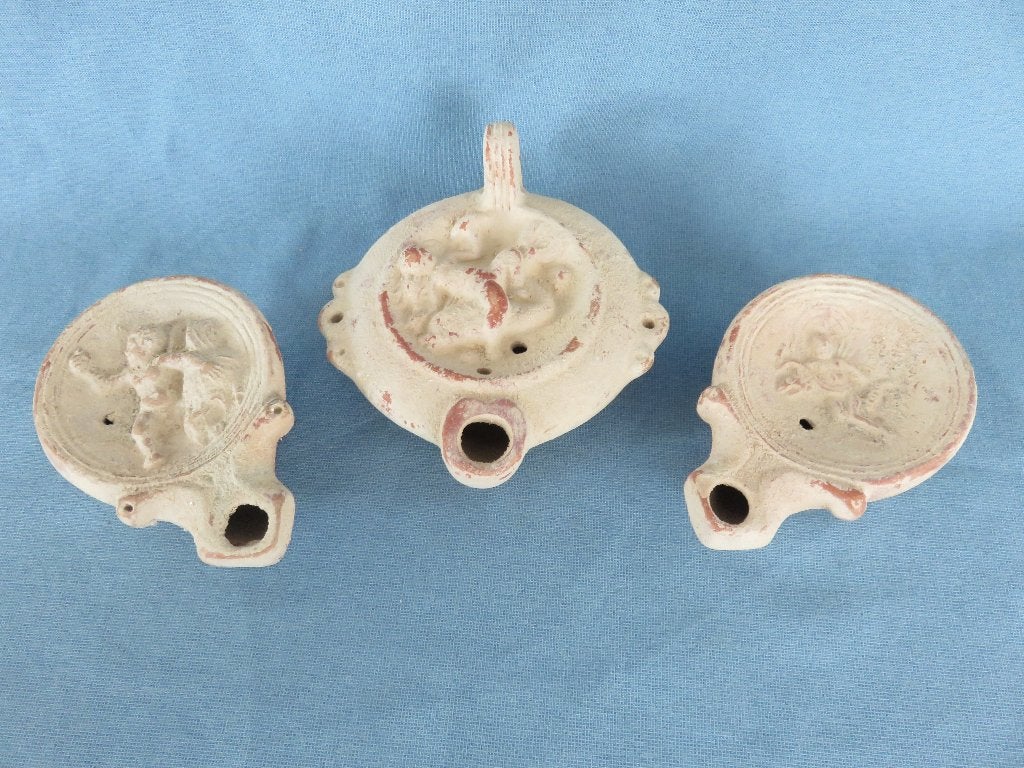 Olielampen in aardewerk in Romeinse stijl - 20e eeuw, Antiek en Kunst, Antiek | Keramiek en Aardewerk, Ophalen of Verzenden