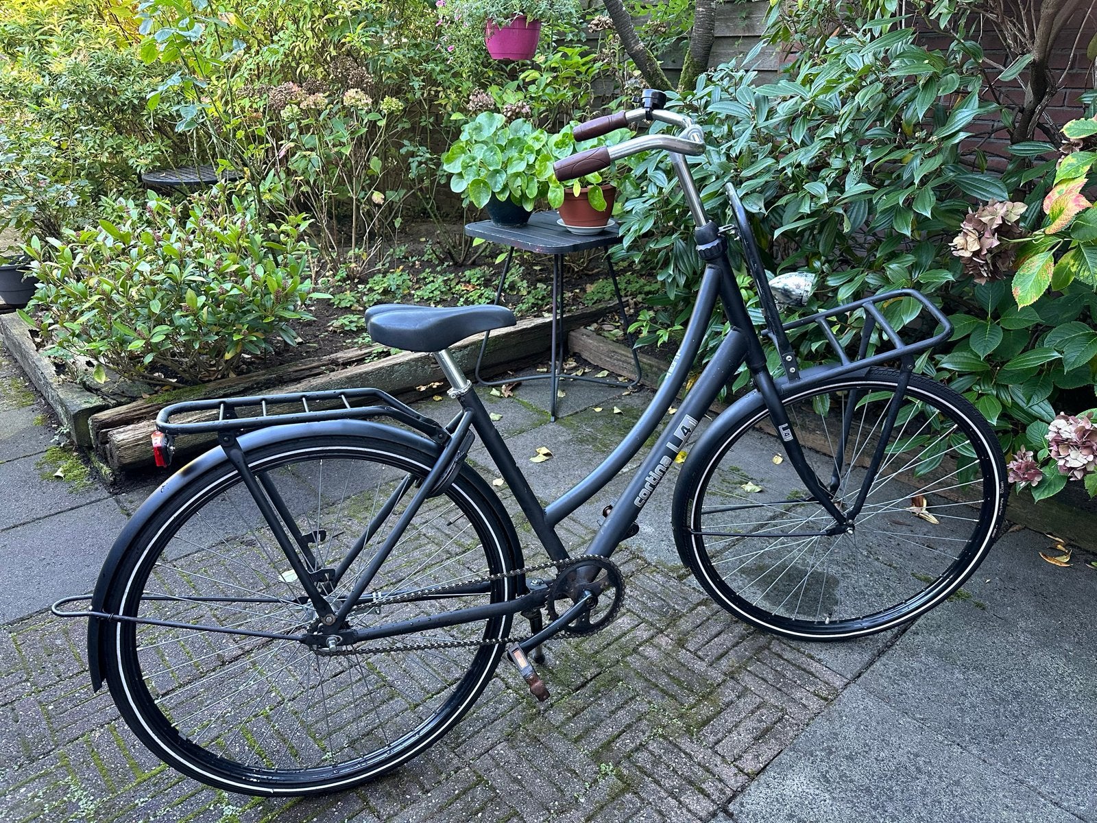 Cortina L4 Damesfiets met voordrager en terugtraprem, Terugtraprem, Gebruikt, 50 tot 53 cm, Ophalen