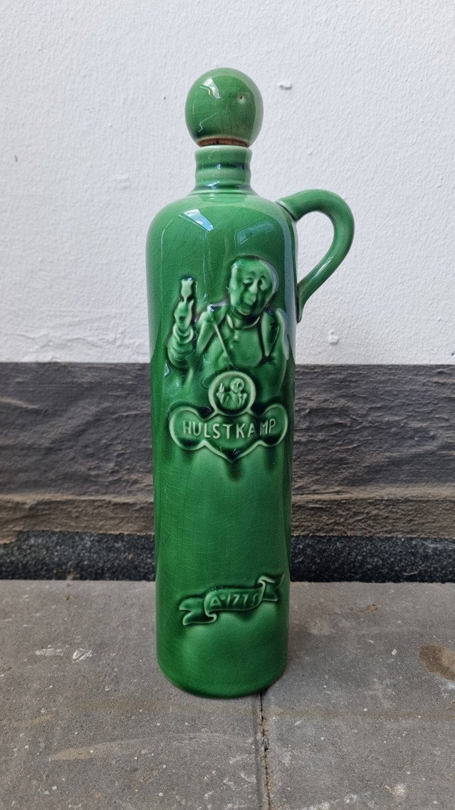 Vintage Hulstkamp Jenever Kruik - Groen Keramiek, Antiek en Kunst, Antiek | Porselein, Ophalen of Verzenden