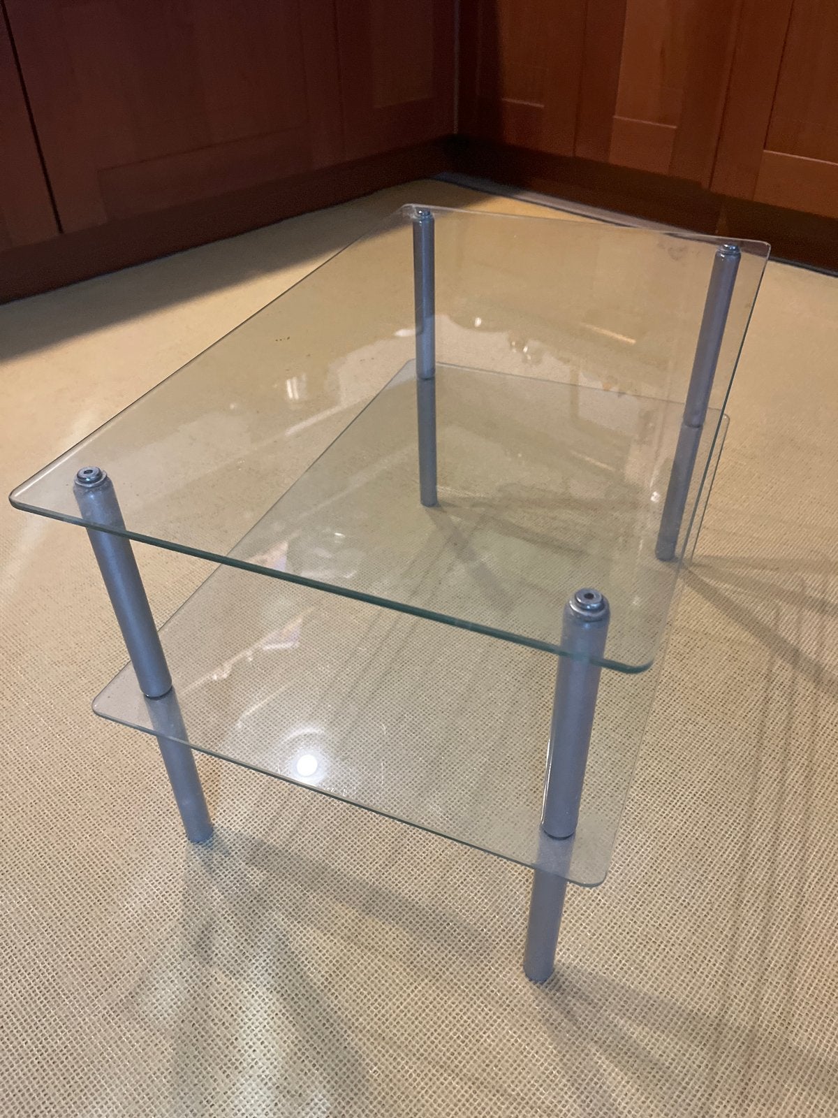 Glazen bijzettafel met twee niveaus, Ophalen, Minder dan 45 cm, Minder dan 55 cm, Gebruikt