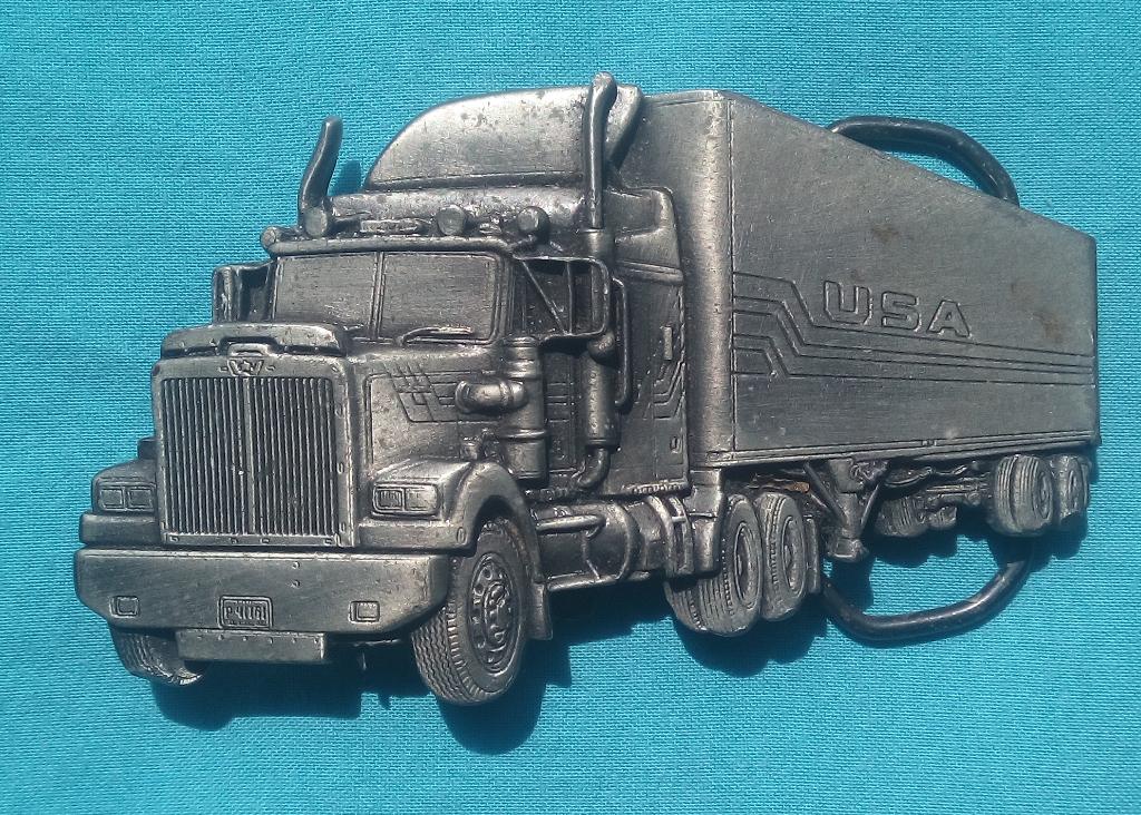 VRACHTWAGEN TRUCK RIEM BUCKLE GREAT AMERICAN BUCKLE CO 1992, Verzenden, Zo goed als nieuw, Overige kleuren, 105 tot 115 cm