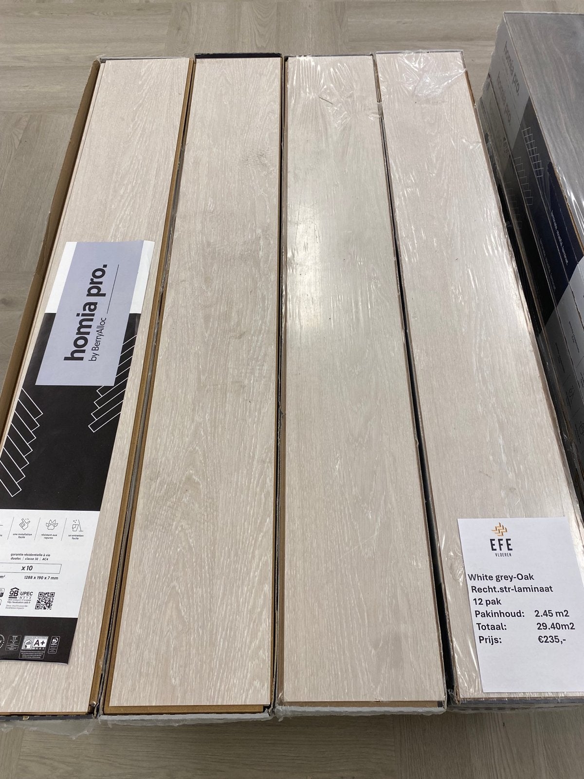 EFE Vloeren White Grey Oak Laminaat - 29.40m², Ophalen, Nieuw, Laminaat