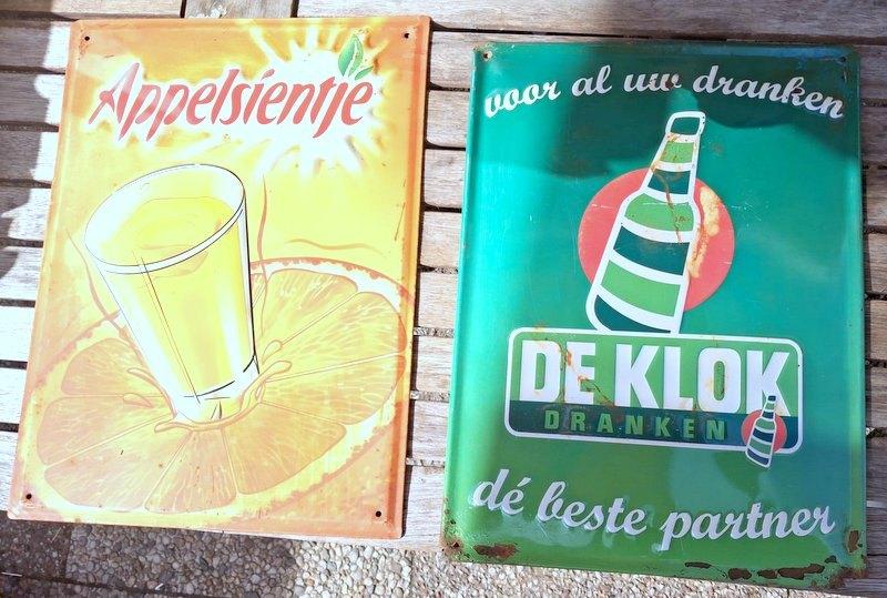 Vintage Reclameborden – Appelsientje & De Klok, Ophalen, Gebruikt, Reclamebord