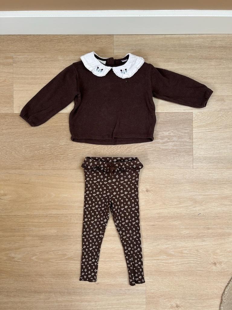 Z.g.a.n. Bruin tricot setje, legging + trui, Zara, maat 98, Meisje, Ophalen of Verzenden, Zo goed als nieuw, Zara