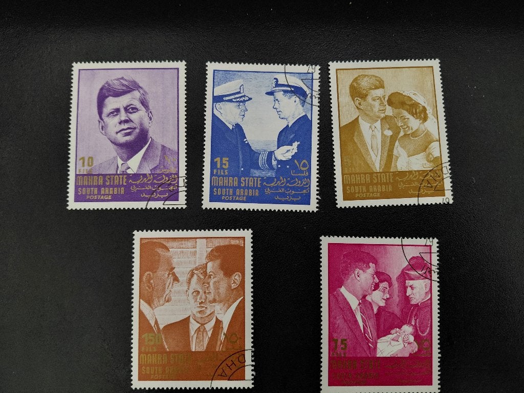 Kennedy, 5 stuks, South Arabia, gestempeld., Verzenden, Gestempeld, Overige thema's