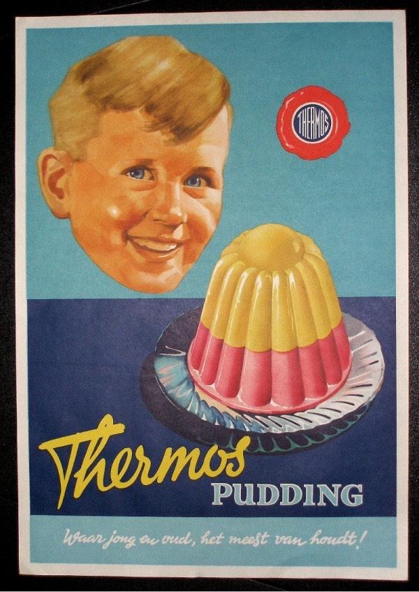 Thermos Pudding - Origineel jaren 50/60 affiche, Verzamelen, Posters, Verzenden, A1 t/m A3, Overige onderwerpen, Rechthoekig Staand