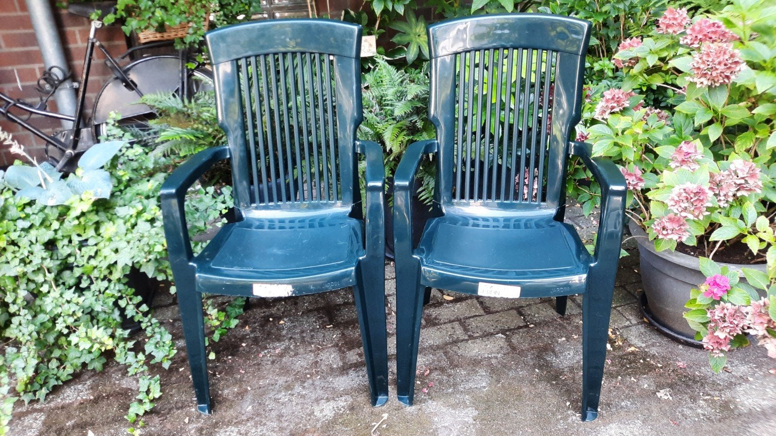 2x2 Groene tuinstoelen van Jardin, Ophalen, Gebruikt, Kunststof