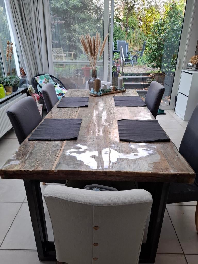 Drijfhouten eettafel, Huis en Inrichting, Tafels | Eettafels, Ophalen, Gebruikt, 200 cm of meer, 50 tot 100 cm