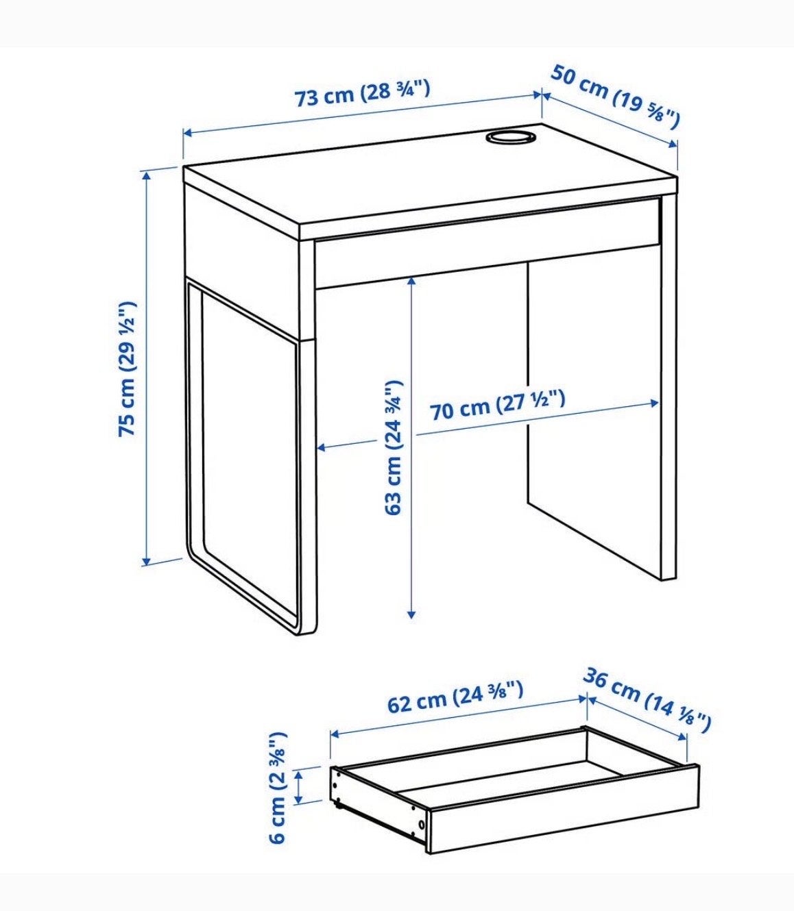 IKEA LINNMON / ADILS Bureau Wit - Compact en Praktisch, Ophalen, Met lades, Spaanplaat of MDF, Zo goed als nieuw