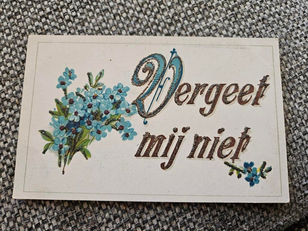 Ansichtkaart - Vergeet Mij Nietjes glitters, Ophalen of Verzenden