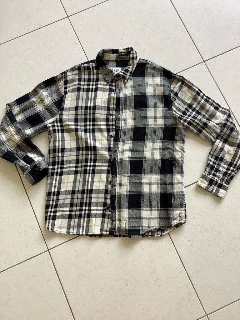 Zara Heren Blouse Maat M - Zwart/Wit Geruit, Ophalen of Verzenden, Gedragen, Zwart, Halswijdte 39/40 (M)