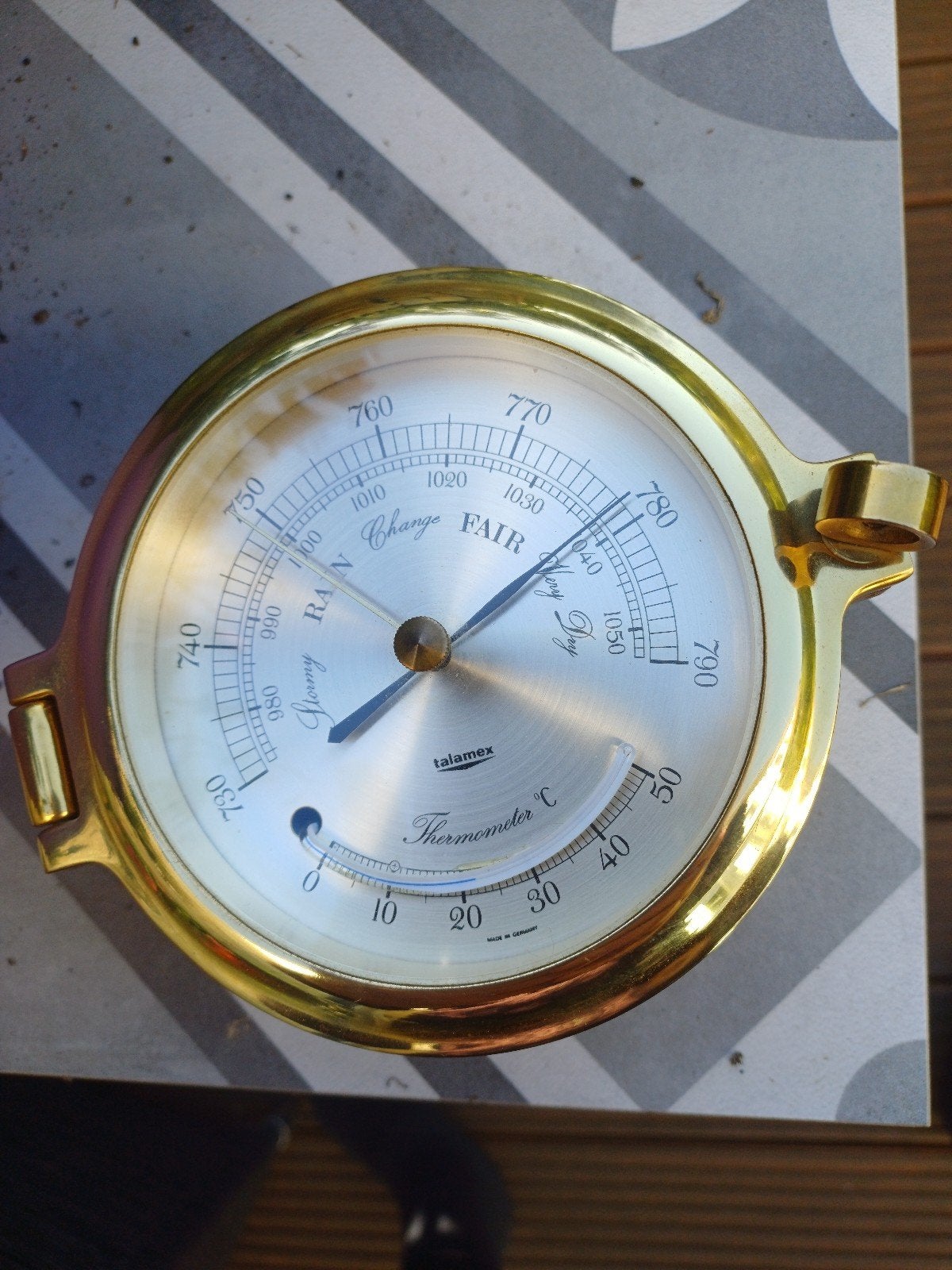 Talamax Barometer/Thermometer - Messing, Ophalen of Verzenden, Zo goed als nieuw, Barometer