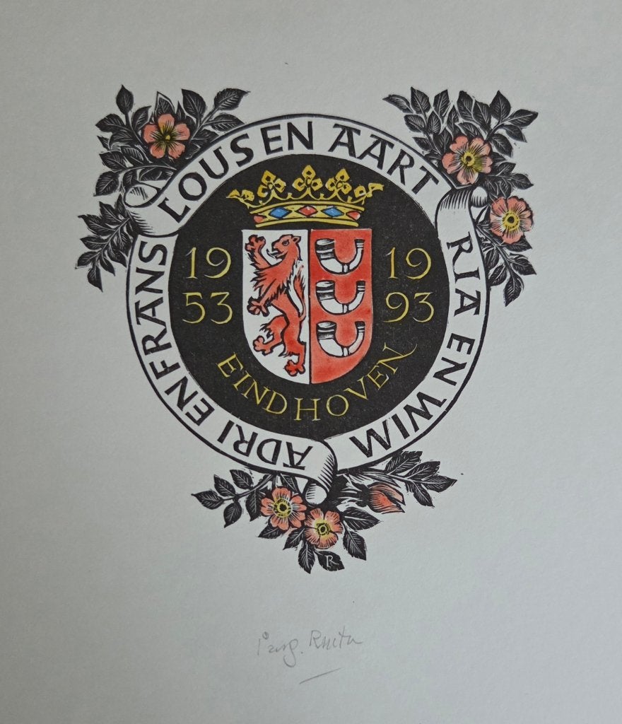 Exlibris / gel.graf. Pam G. Rueter, 1993, 40-jarig huwelijk, Verzenden