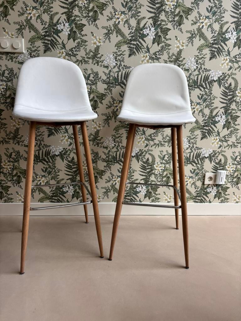 Set barkrukken, Huis en Inrichting, Barkrukken, Ophalen, Kunststof, Gebruikt, Met voetsteun