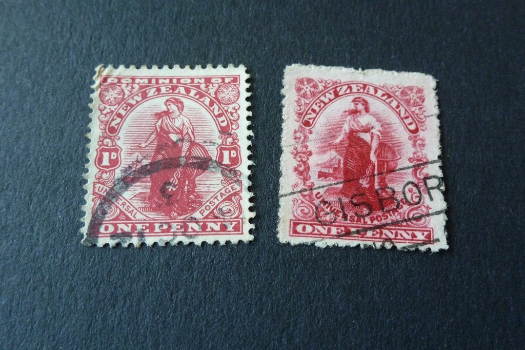 Postzegels - Nieuw Zeeland- 2x verschillende 1 penny 1917, Ophalen of Verzenden, Setje
