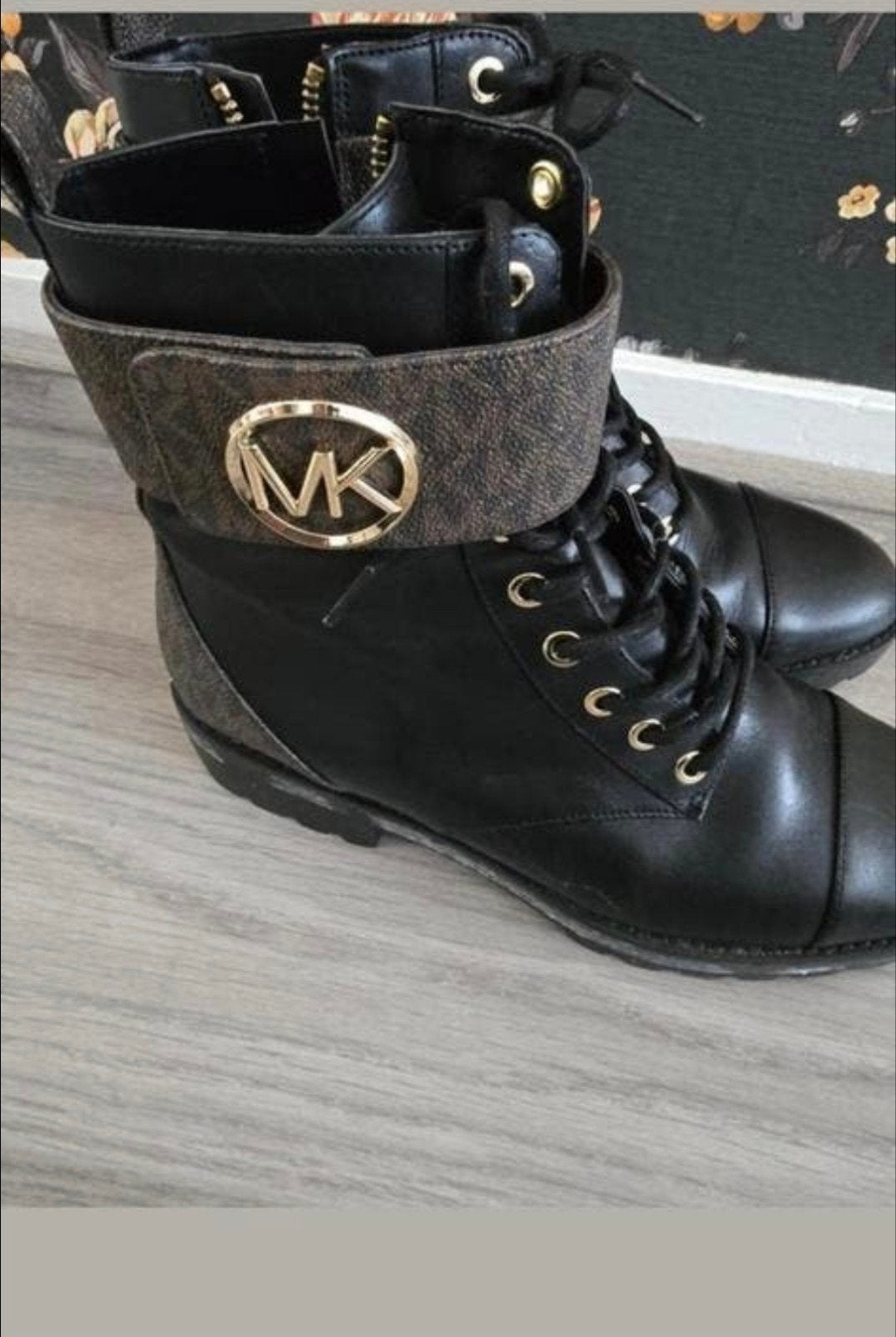 Michael Kors MK Combat Boots Zwart Bruin Maat 38.5, Michael Kors, Zwart, Ophalen of Verzenden, Zo goed als nieuw