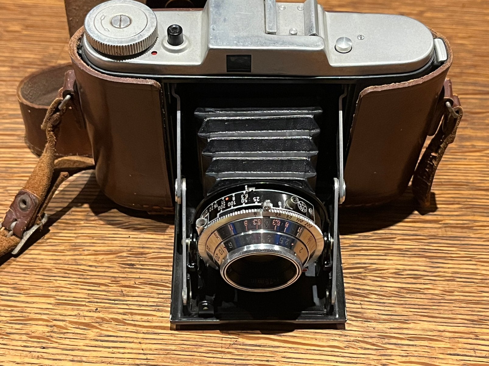 Vintage Adox Pronto Adoxar Fototoestel met Leren Tas, Verzenden, Gebruikt, Compact, Overige Merken