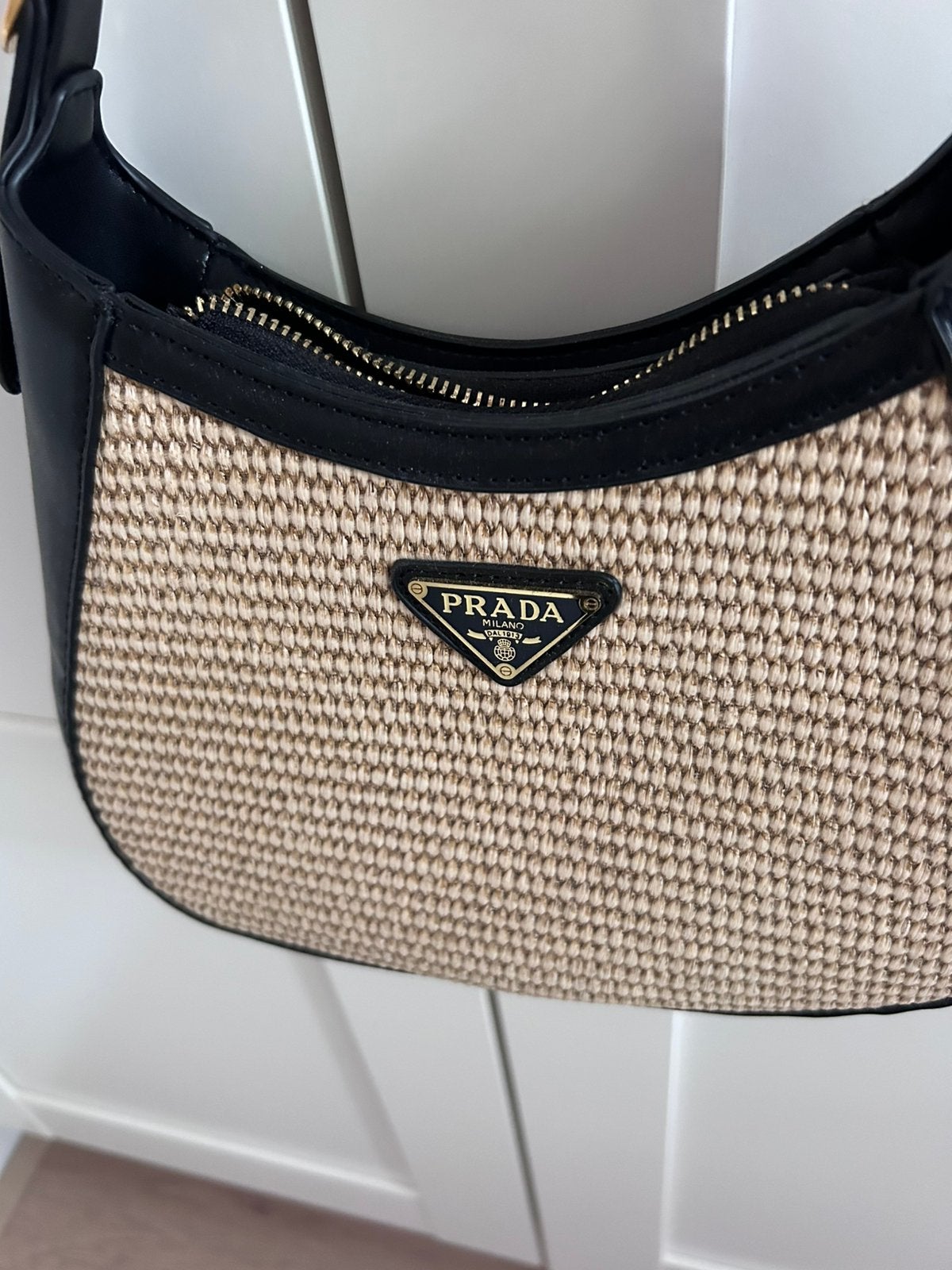 Prada look a like tas uit bali, Verzenden, Zo goed als nieuw, Zwart