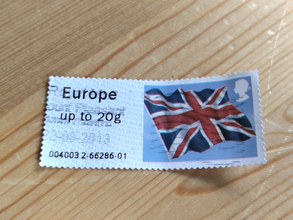 Engeland Post & Go Flag Euro up tom 20, Ophalen of Verzenden, Gestempeld