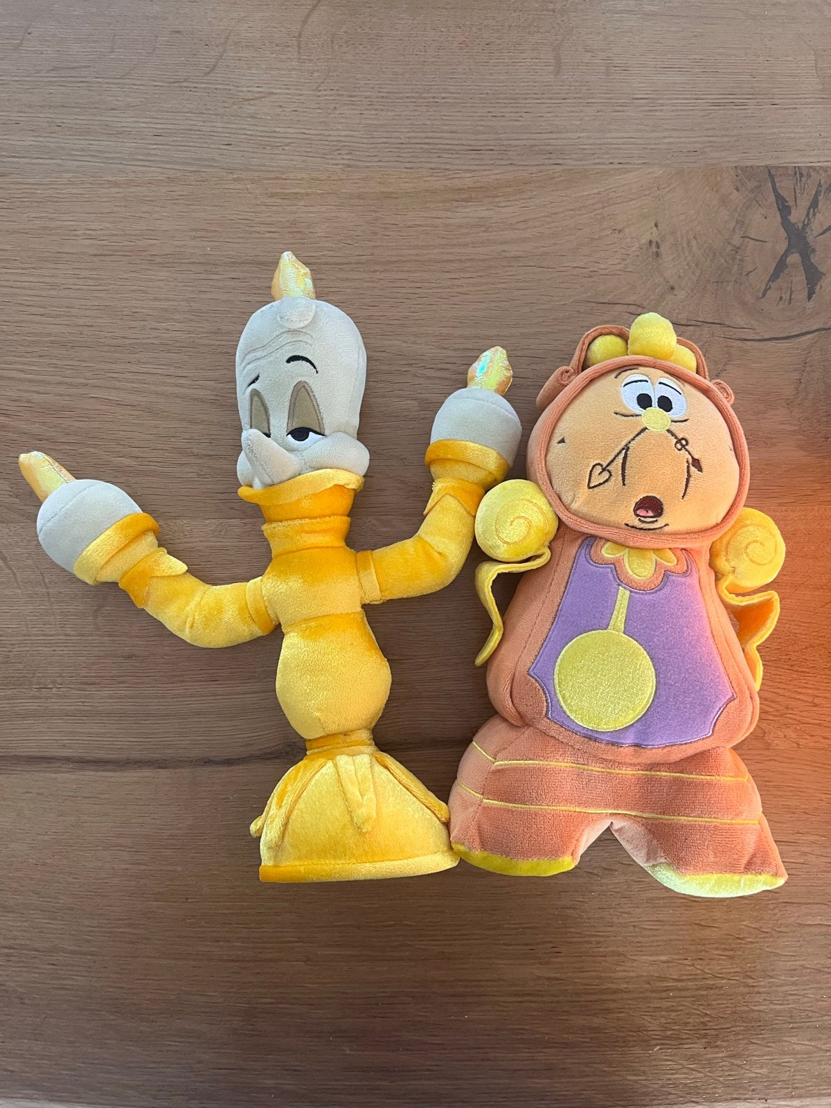 Disney Belle en het Beest Lumière en Pendule Knuffels, Ophalen of Verzenden, Zo goed als nieuw, Overige typen