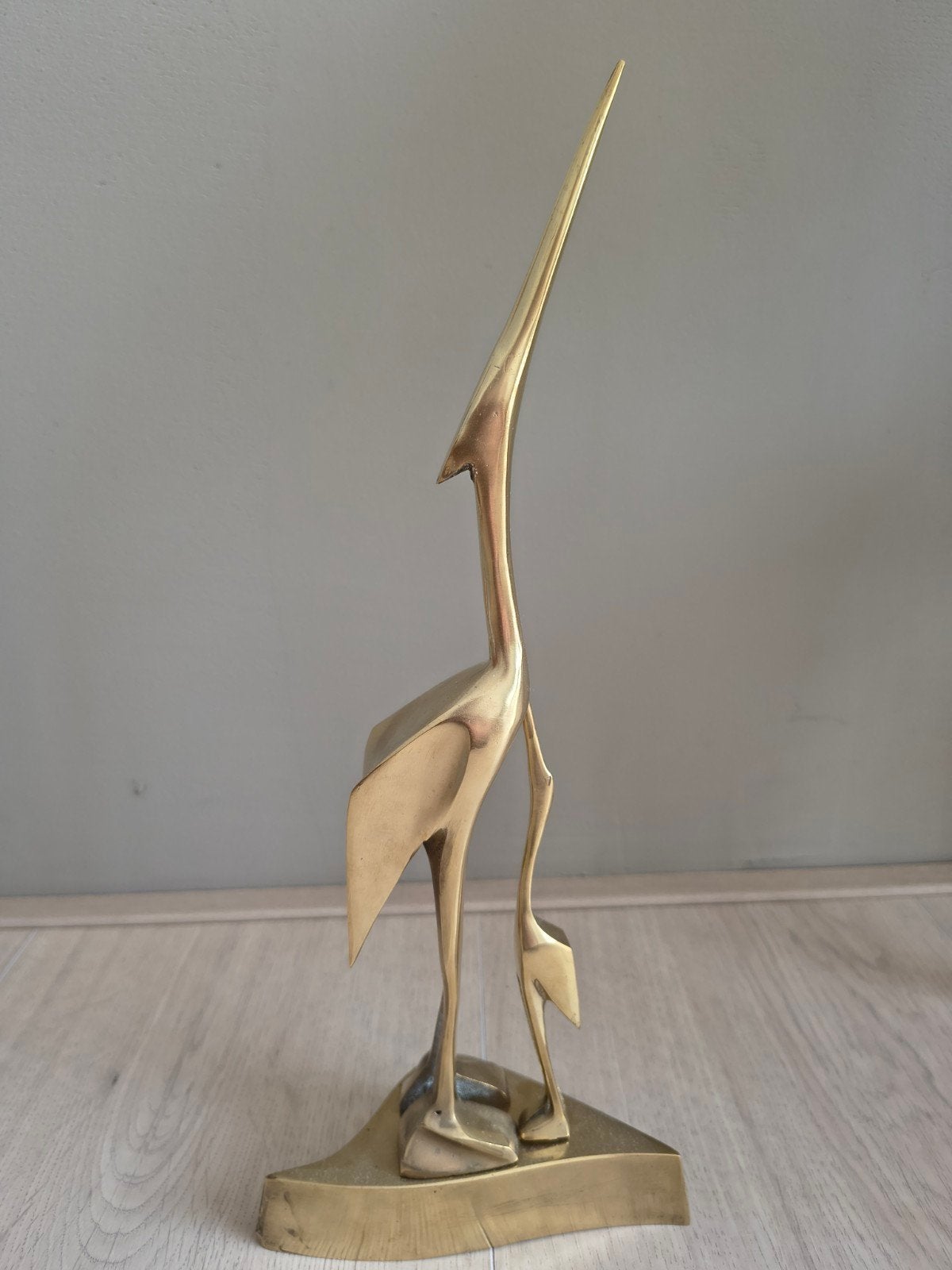 vintage koper reiger, kraanvogel, groot met klein, Verzenden
