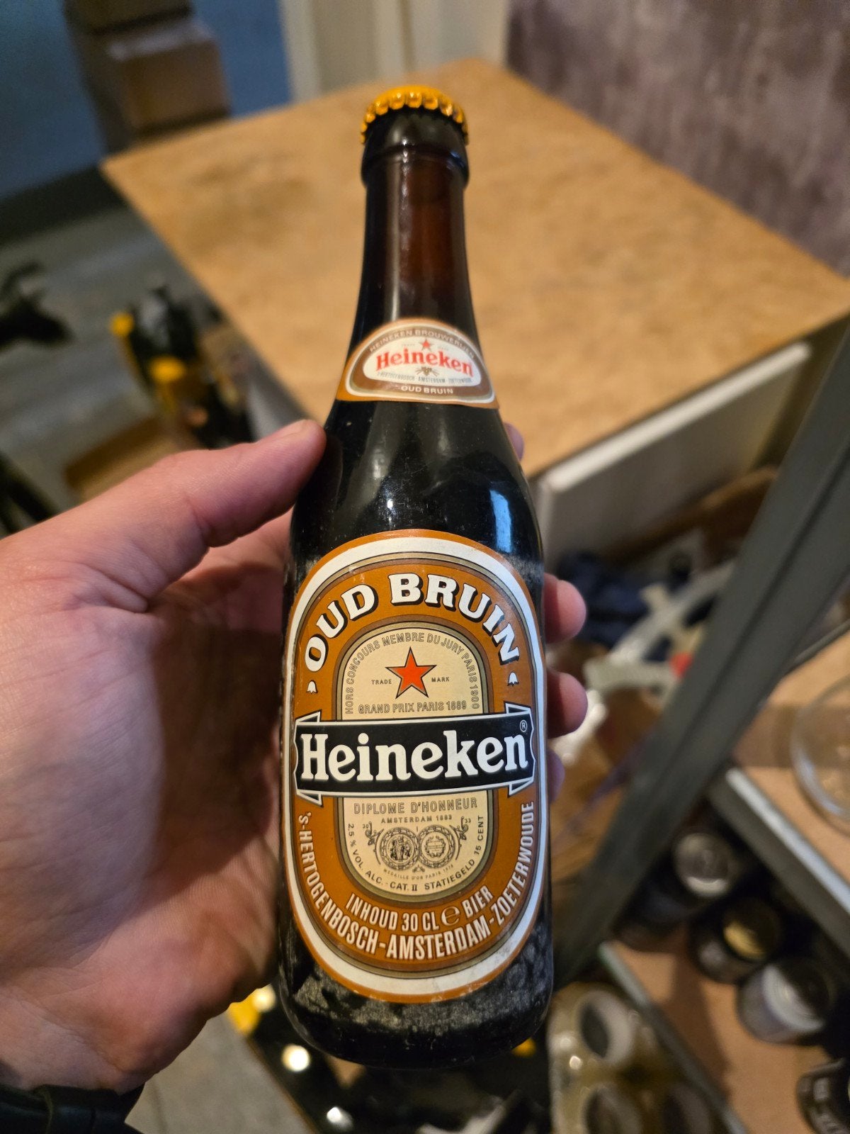 Heineken Oud Bruin Flesje 1986, Ophalen of Verzenden, Gebruikt, Flesje(s), Heineken