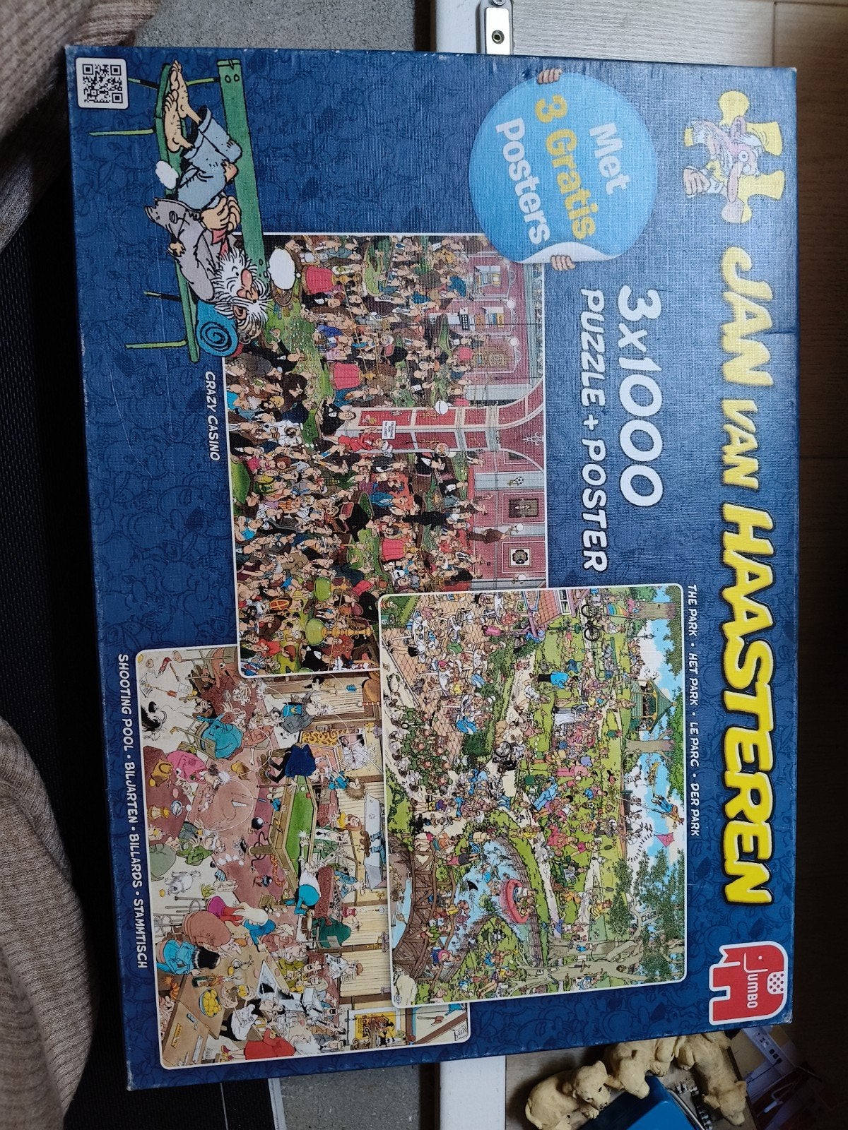 Jan van Haasteren 3x1000 stukjes puzzel + 3 posters, Ophalen of Verzenden, 500 t/m 1500 stukjes, Gebruikt, Legpuzzel