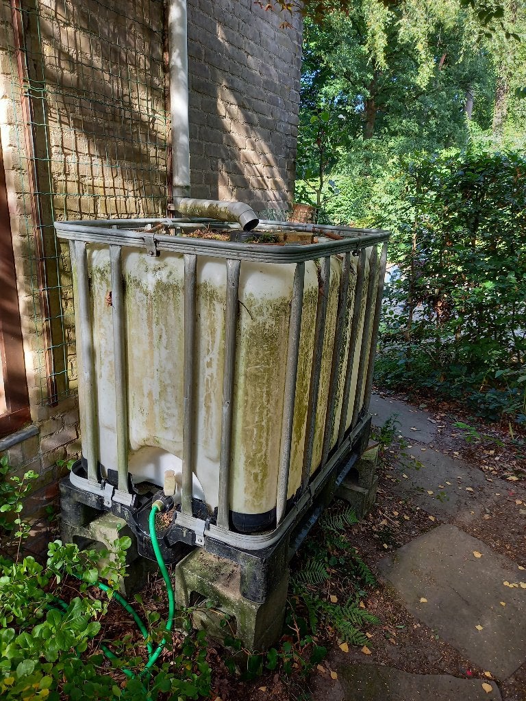 Grote IBC-container voor regenwateropvang, Tuin en Terras, Ophalen, Kunststof, Gebruikt, Met kraantje