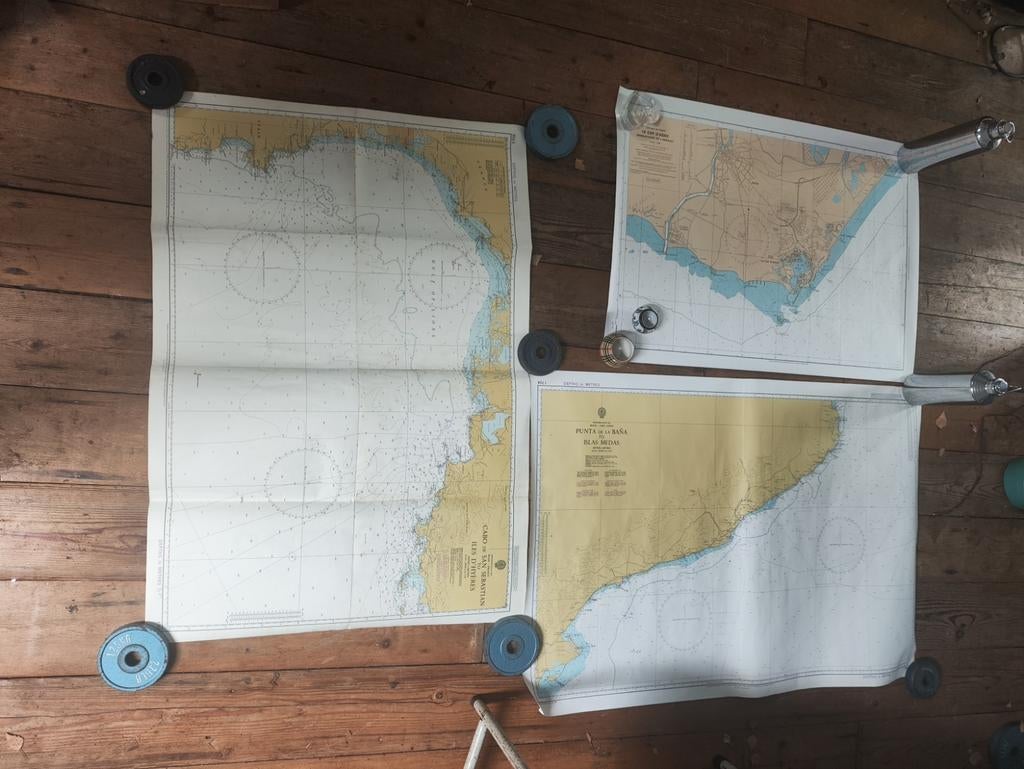 3 Zeekaarten Middellandse Zee: Spanje & Frankrijk Kust, Gelezen, Spanje, Ophalen of Verzenden, Landkaart