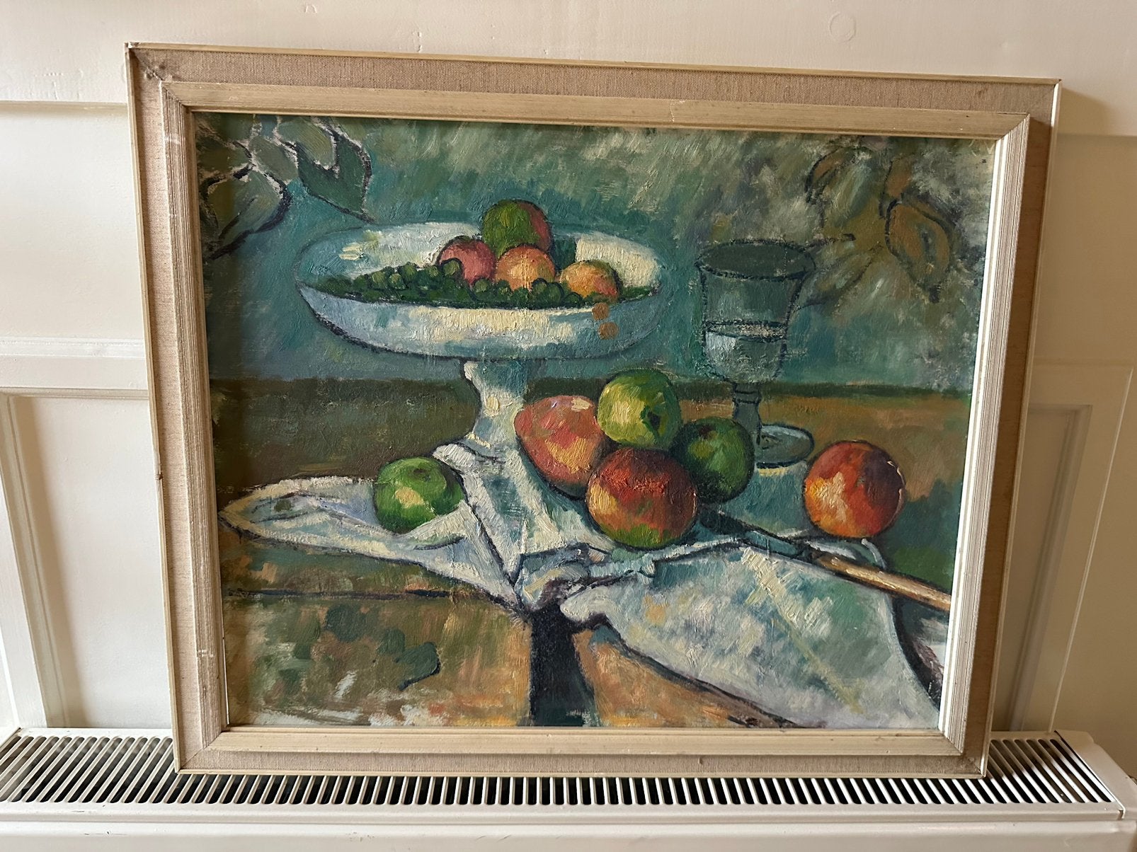 Schilderij fruit stilleven in mid-century lijst, Ophalen of Verzenden