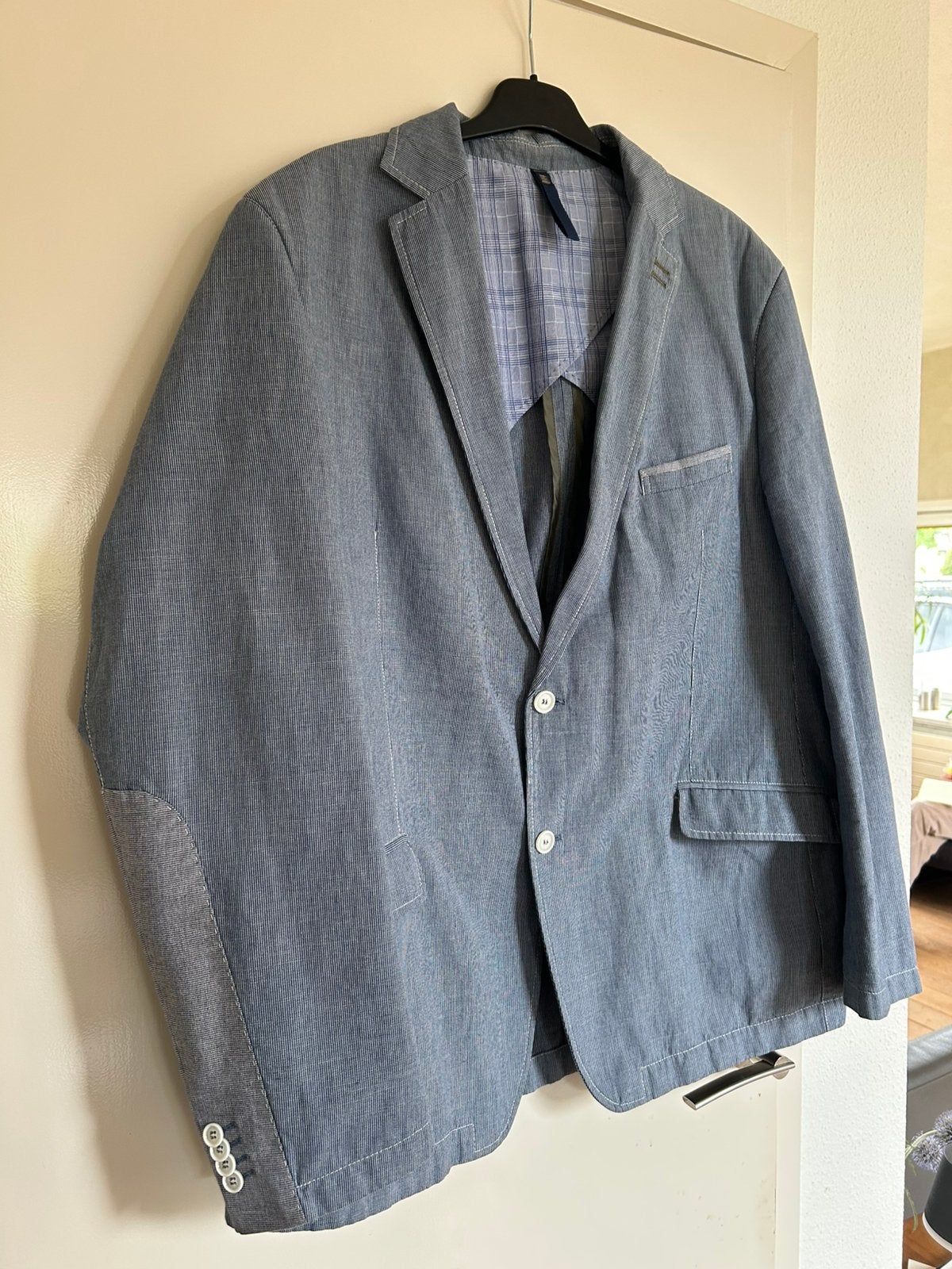 Stones blauw wit gestreept colbert maat 58 linnen katoen, Kleding | Heren, Ophalen of Verzenden, Zo goed als nieuw, Maat 56/58 (XL)