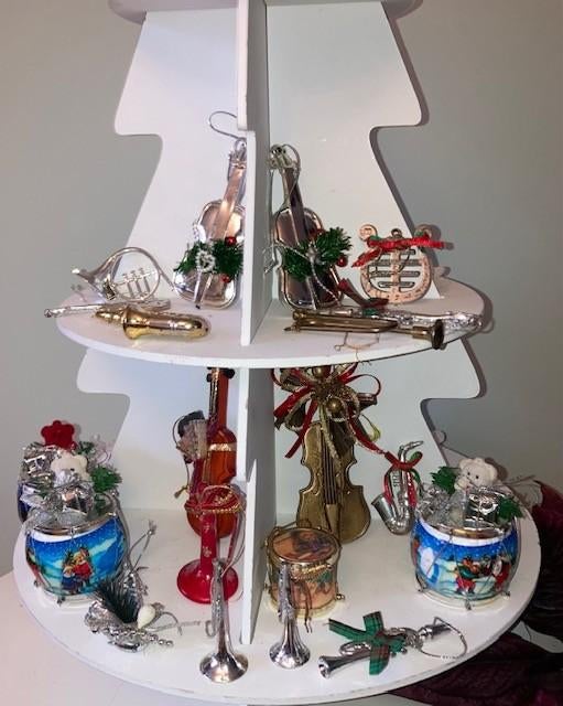 Vintage kerstbal ornament; muziekinstrumenten, Diversen, Kerst, Ophalen of Verzenden