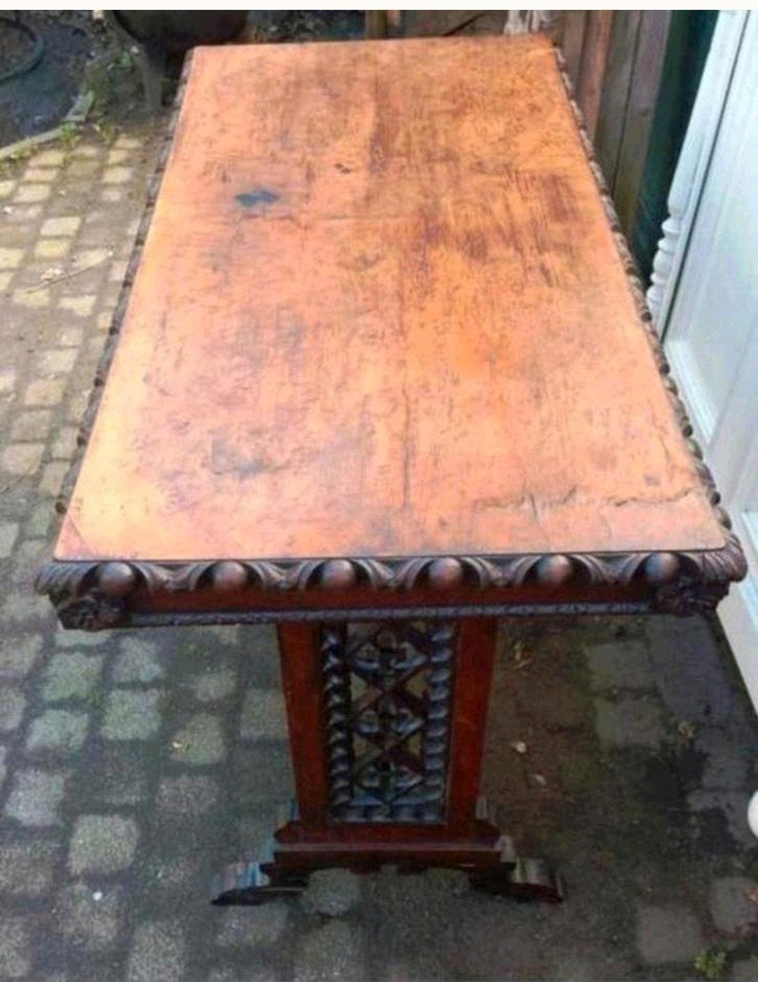 Antieke sidetable met walnoten fineer blad, Antiek en Kunst, Ophalen