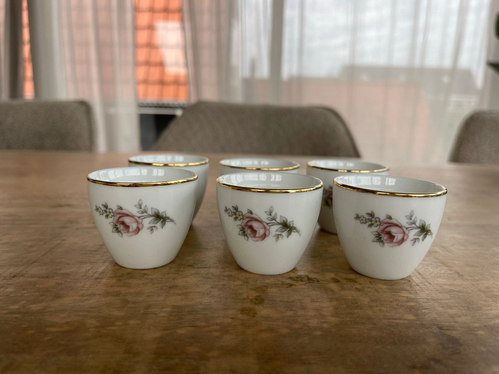 Set van 6 Thomas Germany eierdopjes met bloemmotief, Huis en Inrichting, Overige merken, Overige typen, Vintage, Ophalen of Verzenden