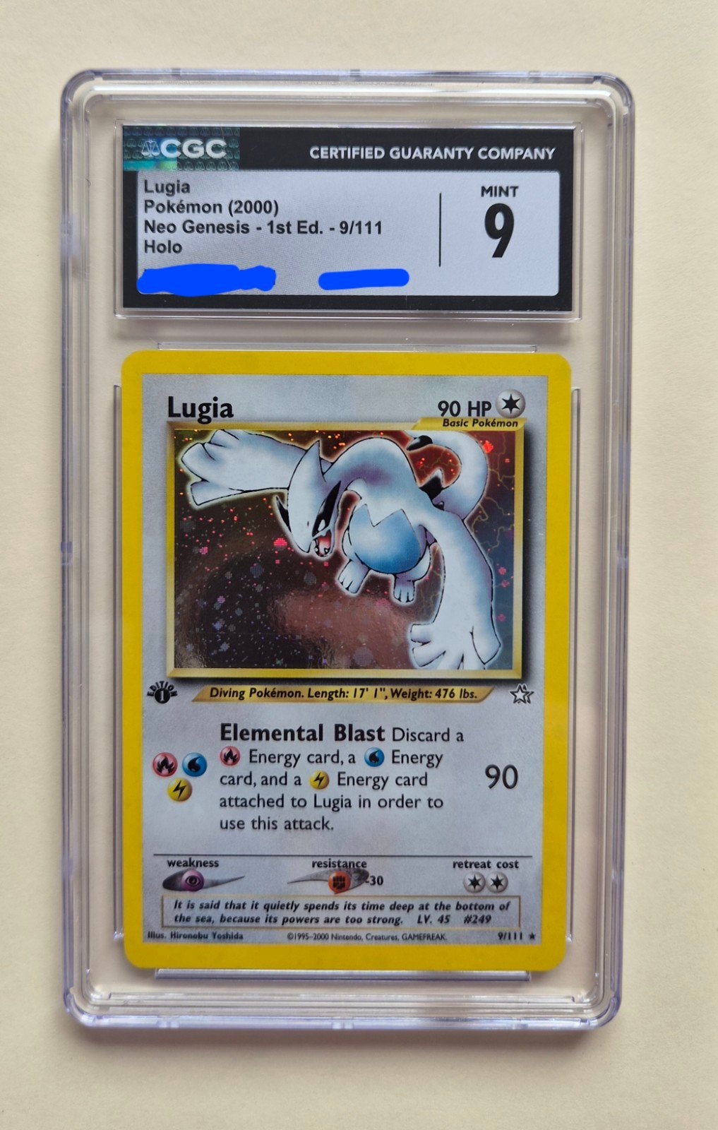 Neo Genesis Lugio holo first edition CGC 9 pokemon kaart, Ophalen of Verzenden, Zo goed als nieuw