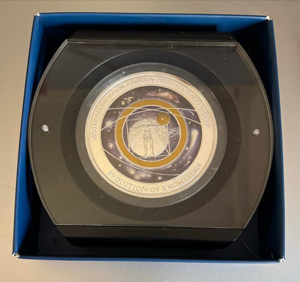 10 oz Kookaburra 2005 Zilveren Munt - Evolution of Knowledge, Postzegels en Munten, Ophalen of Verzenden, Losse munt, Zilver