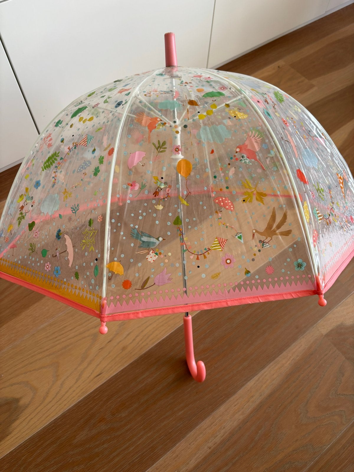 Leuke transparante kinderparaplu met vrolijke print, Sieraden, Tassen en Uiterlijk, Paraplu's, Ophalen of Verzenden, Transparant