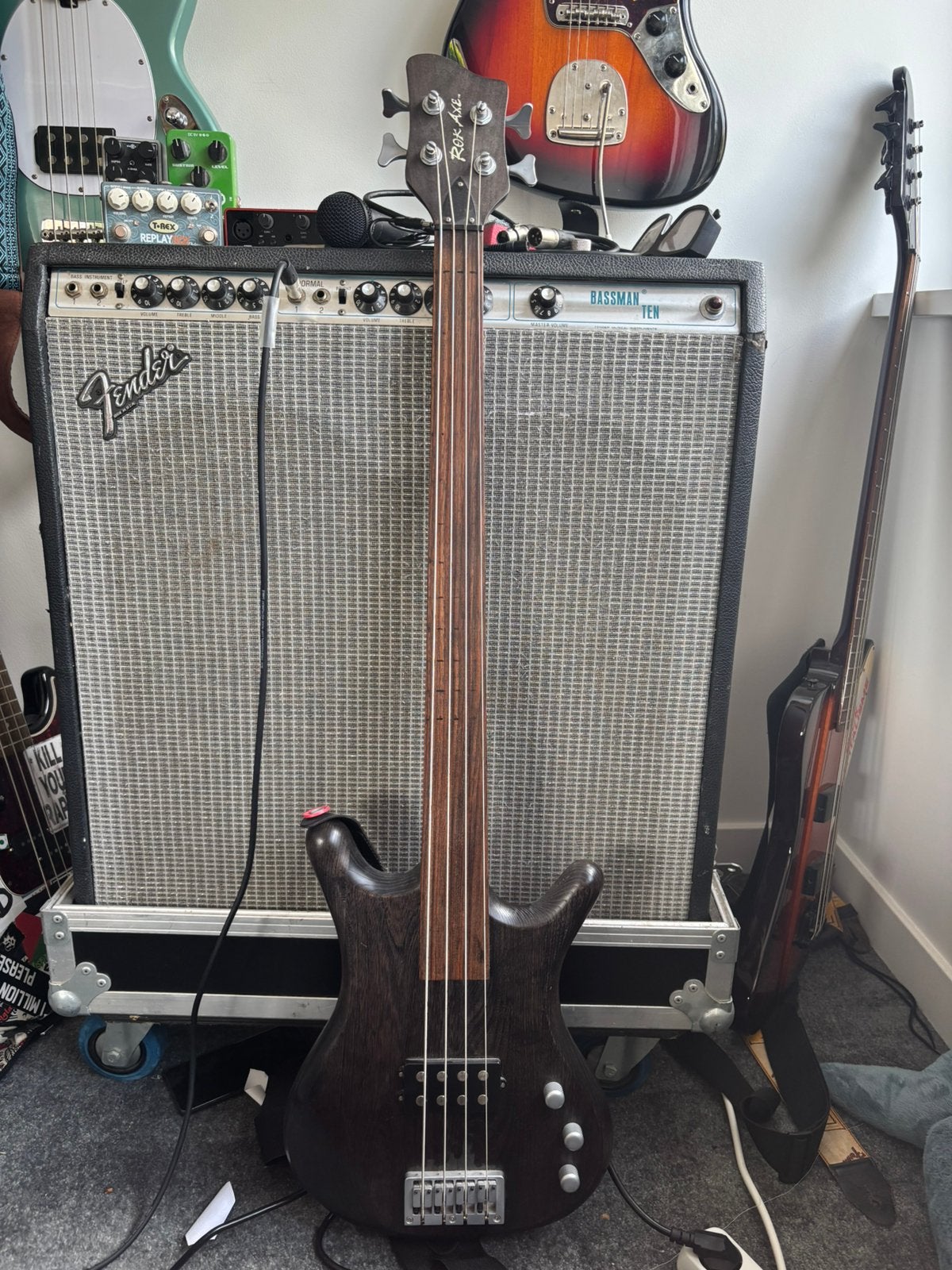 Rok axe fretloze basgitaar, Ophalen, Zo goed als nieuw, Elektrisch, Fretloos