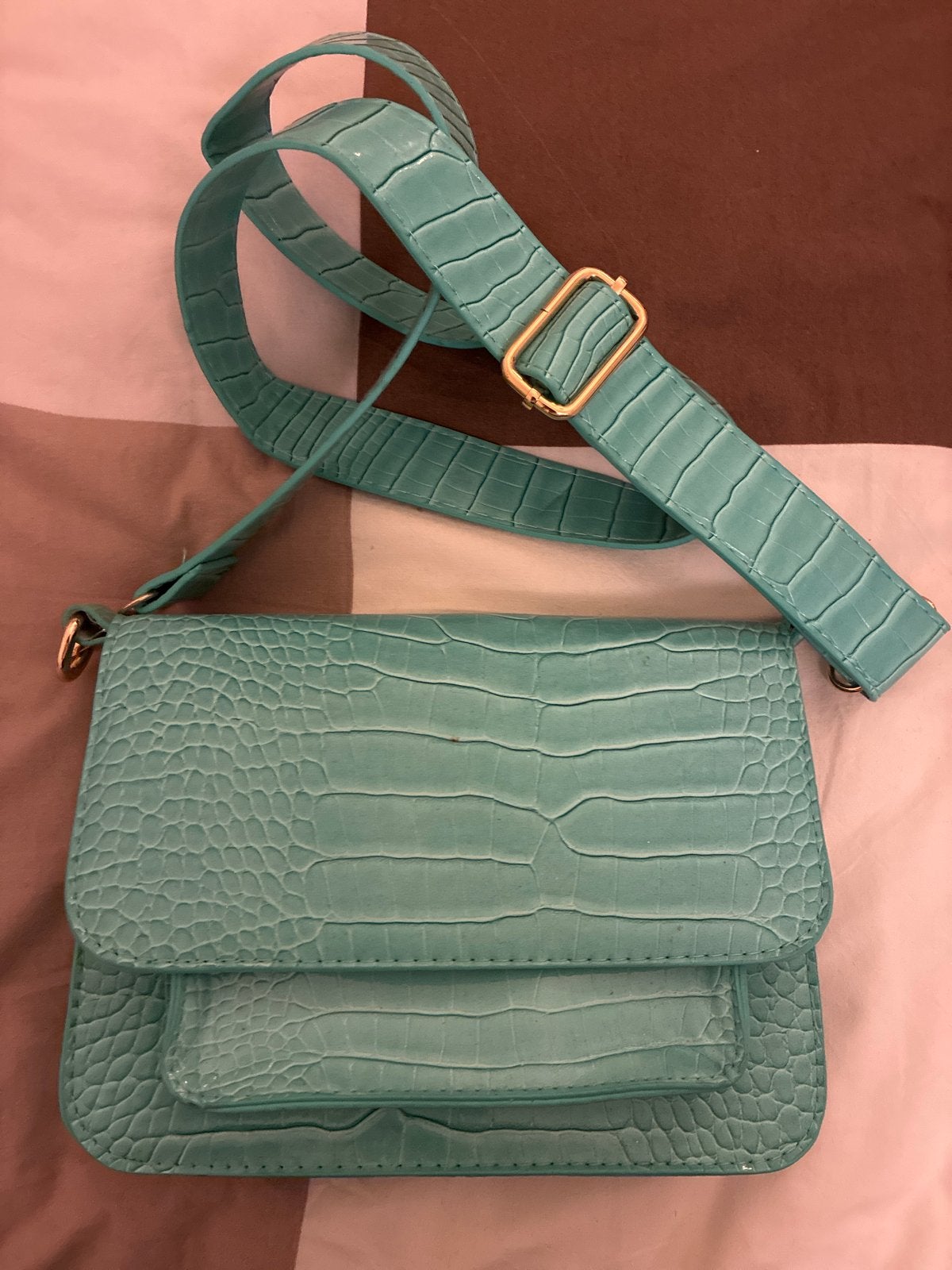 Nieuwe My Jewelleries turquoise croco schoudertas, Ophalen, Nieuw, Overige kleuren, Schoudertasje