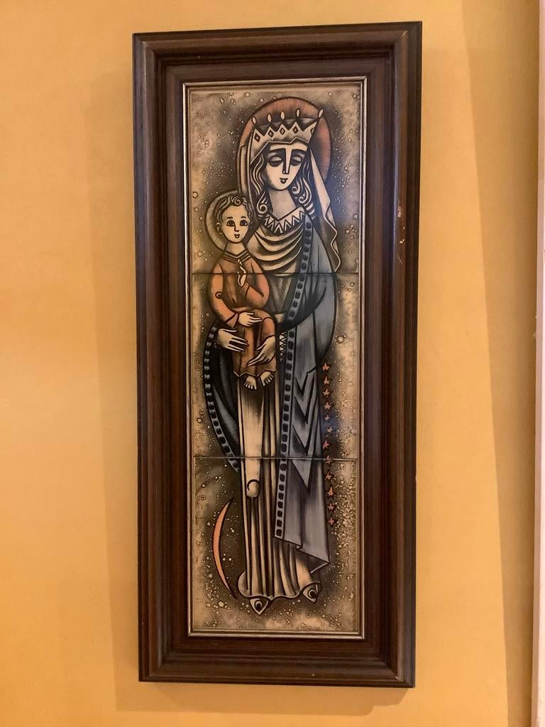 Prachtig Maria schilderij ❤️ in keramische tegels, Antiek en Kunst, Antiek | Religie, Ophalen of Verzenden