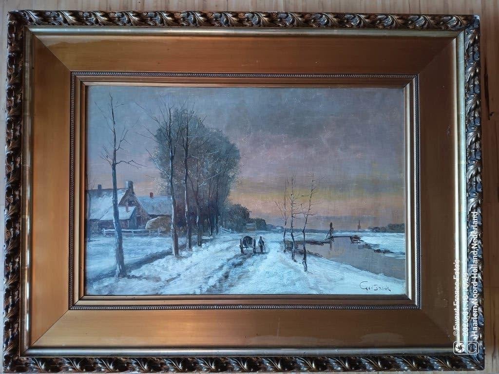 Schilderij van G. vd Brink, Antiek en Kunst, Ophalen, Overige ondergronden, Landschap, Olieverf