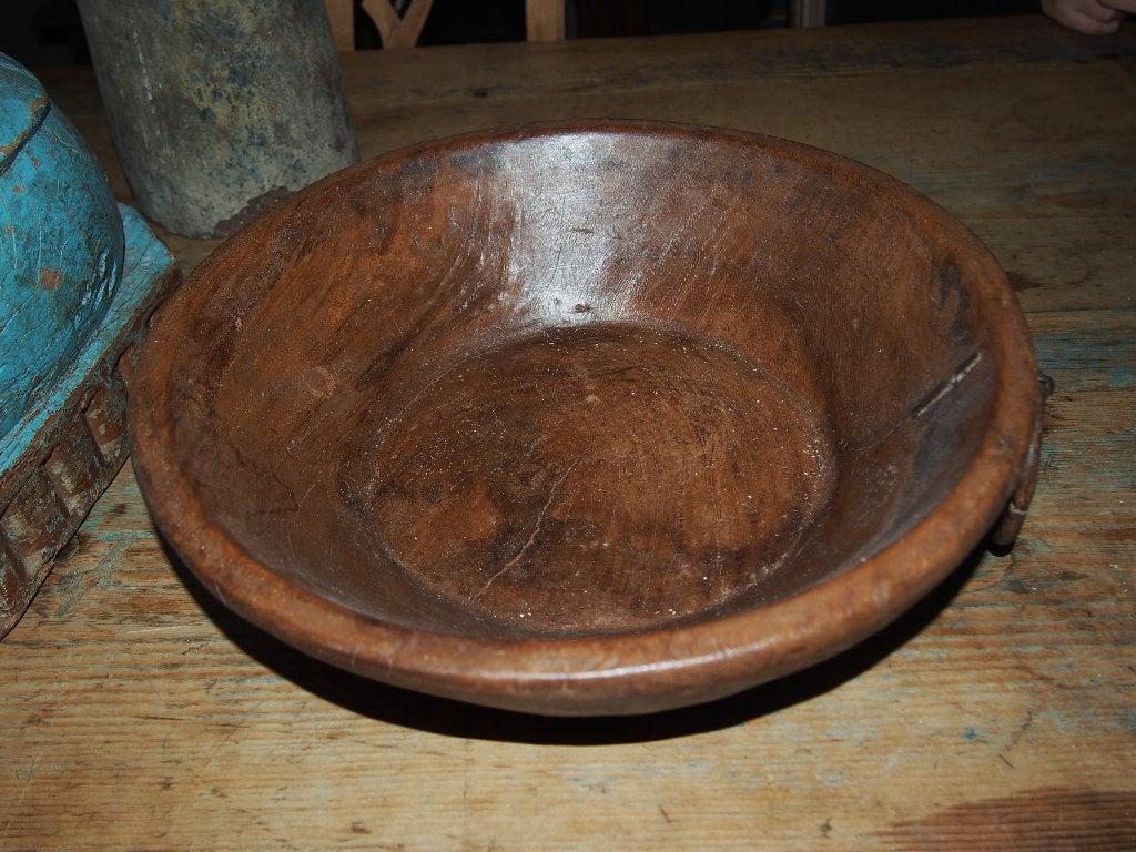 Houten schaal - 36 cm breed, Gebruikt, Schaal, Rond, Ophalen of Verzenden