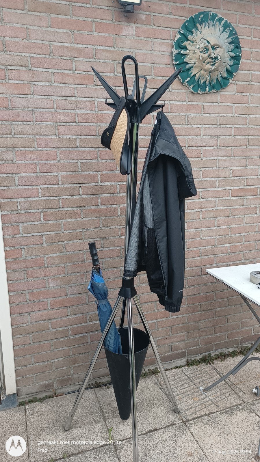 Moderne staande kapstok met paraplubak - Chroom, Huis en Inrichting, Woonaccessoires | Kapstokken, Gebruikt, Ophalen of Verzenden